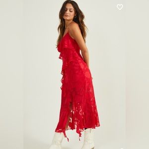 Altar'd State Red Spaghetti Strap Midi Sundress